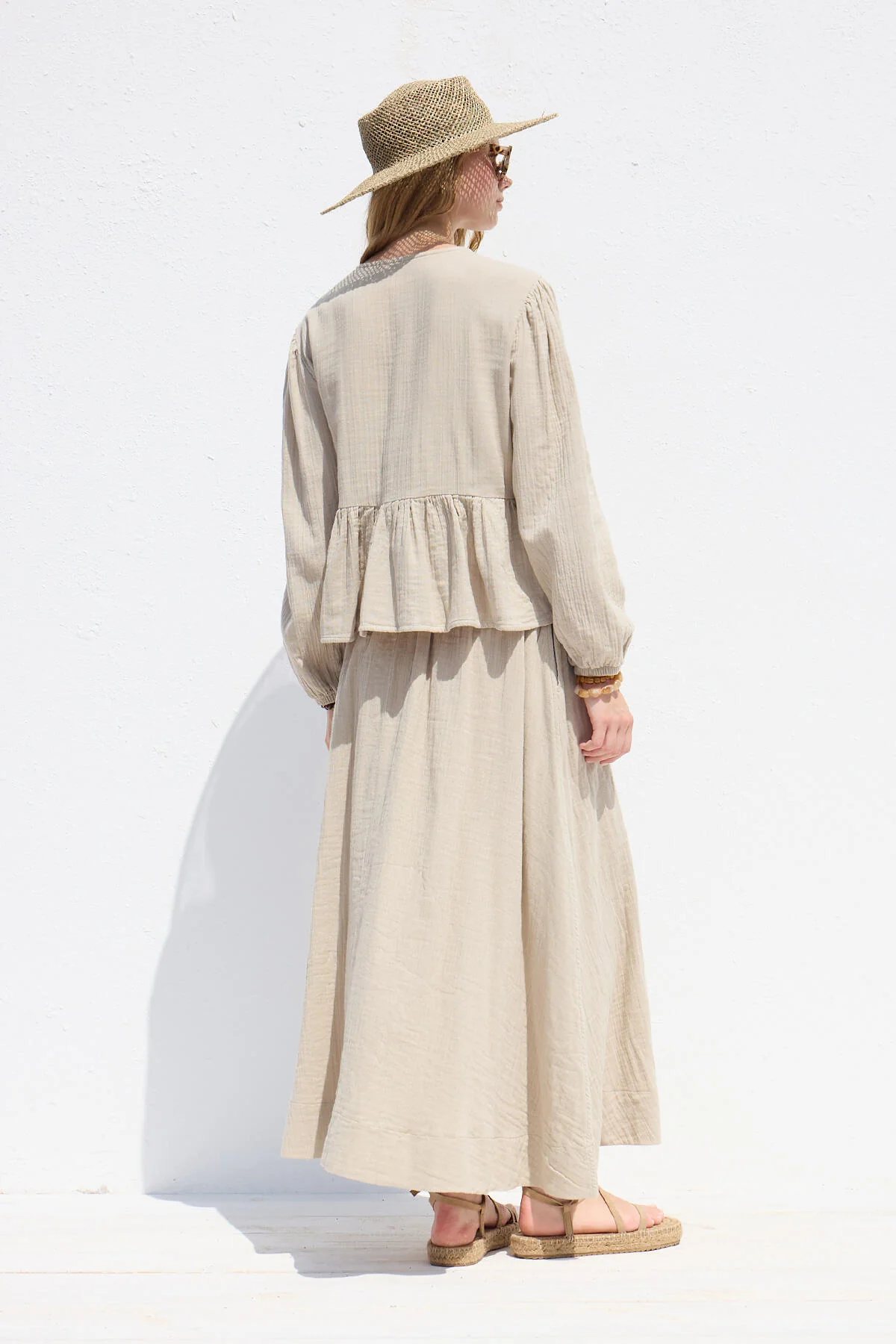 Wide Cut Muslin Skirt Sand - Image 6