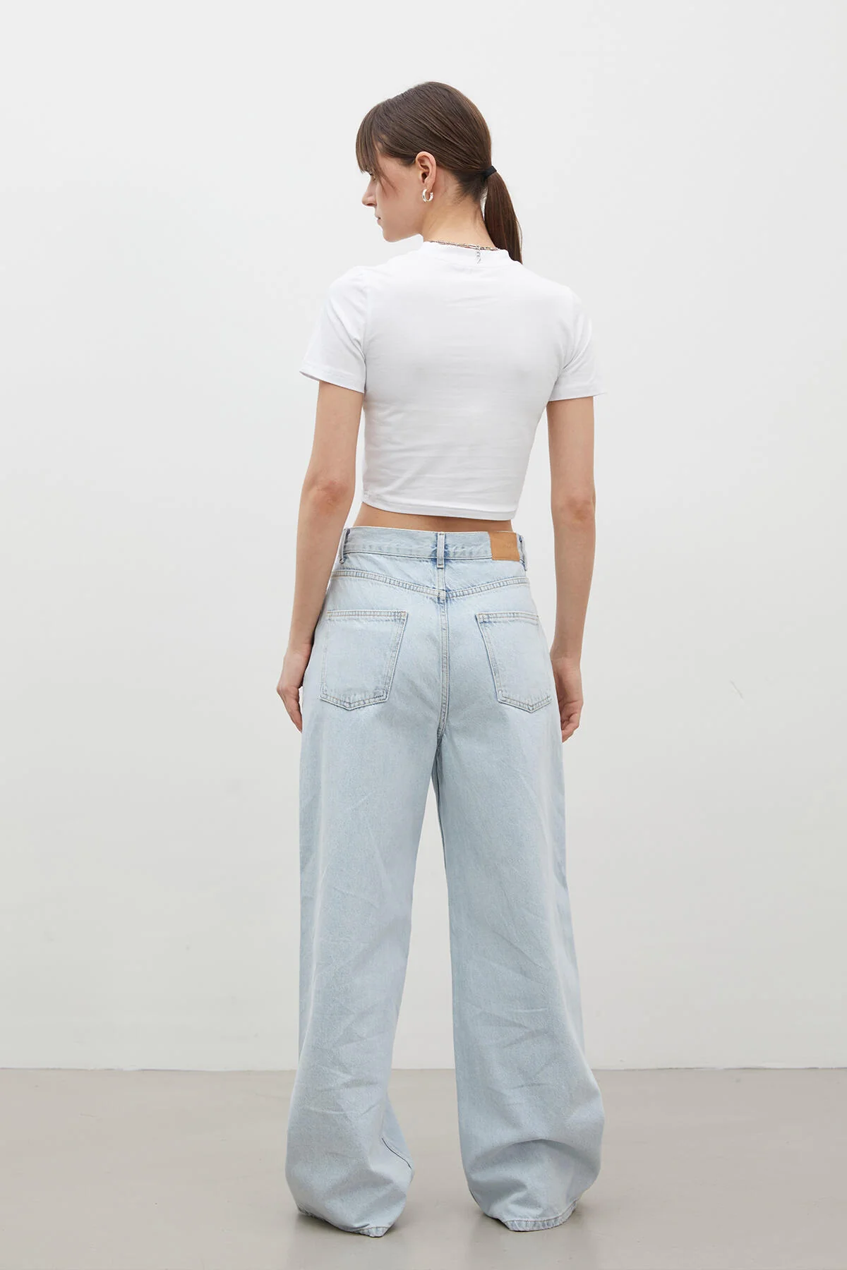 Wide Leg Denim Trousers Ice Blue - Image 8