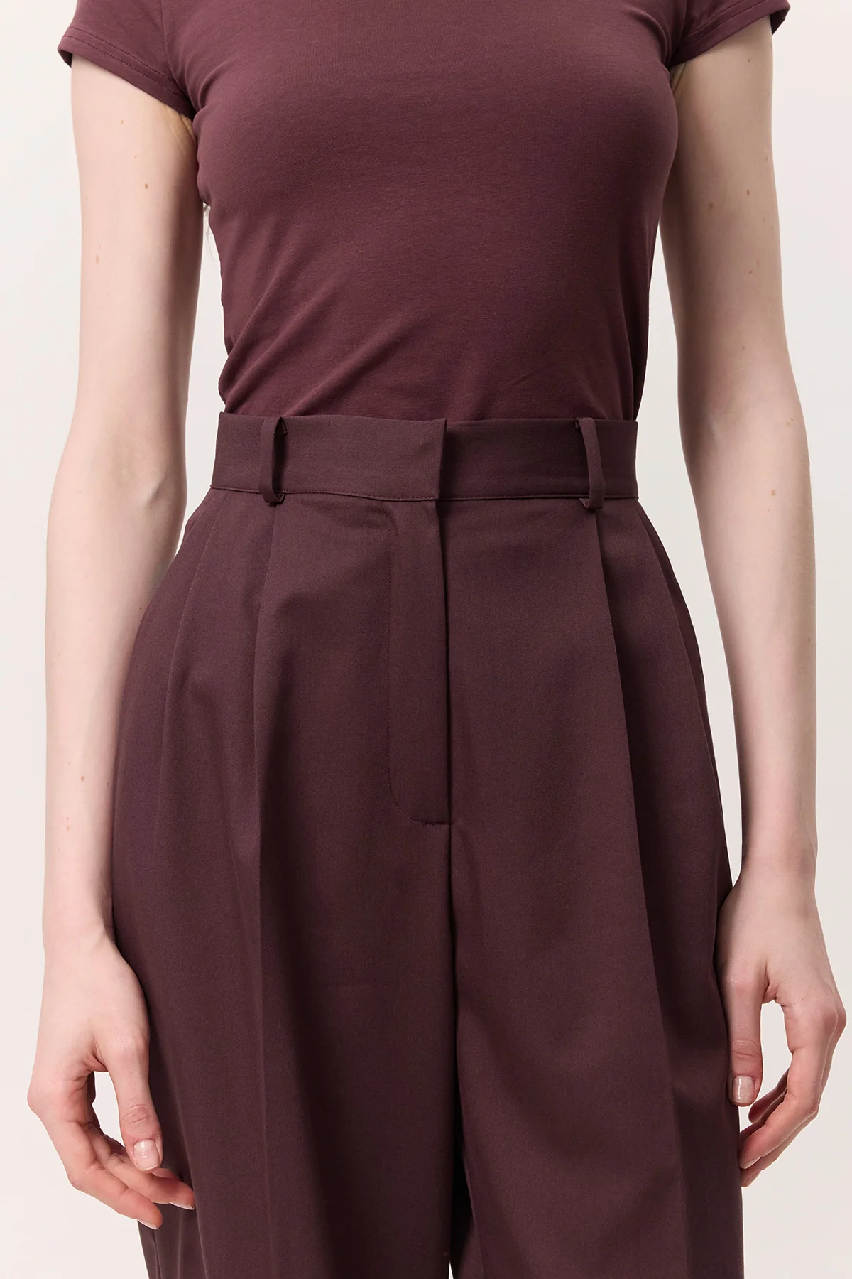 Wide-Leg Palazzo Trousers Burgundy - Image 5