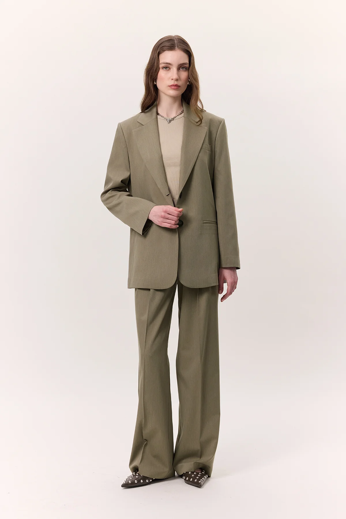 Wide-Leg Palazzo Trousers Green