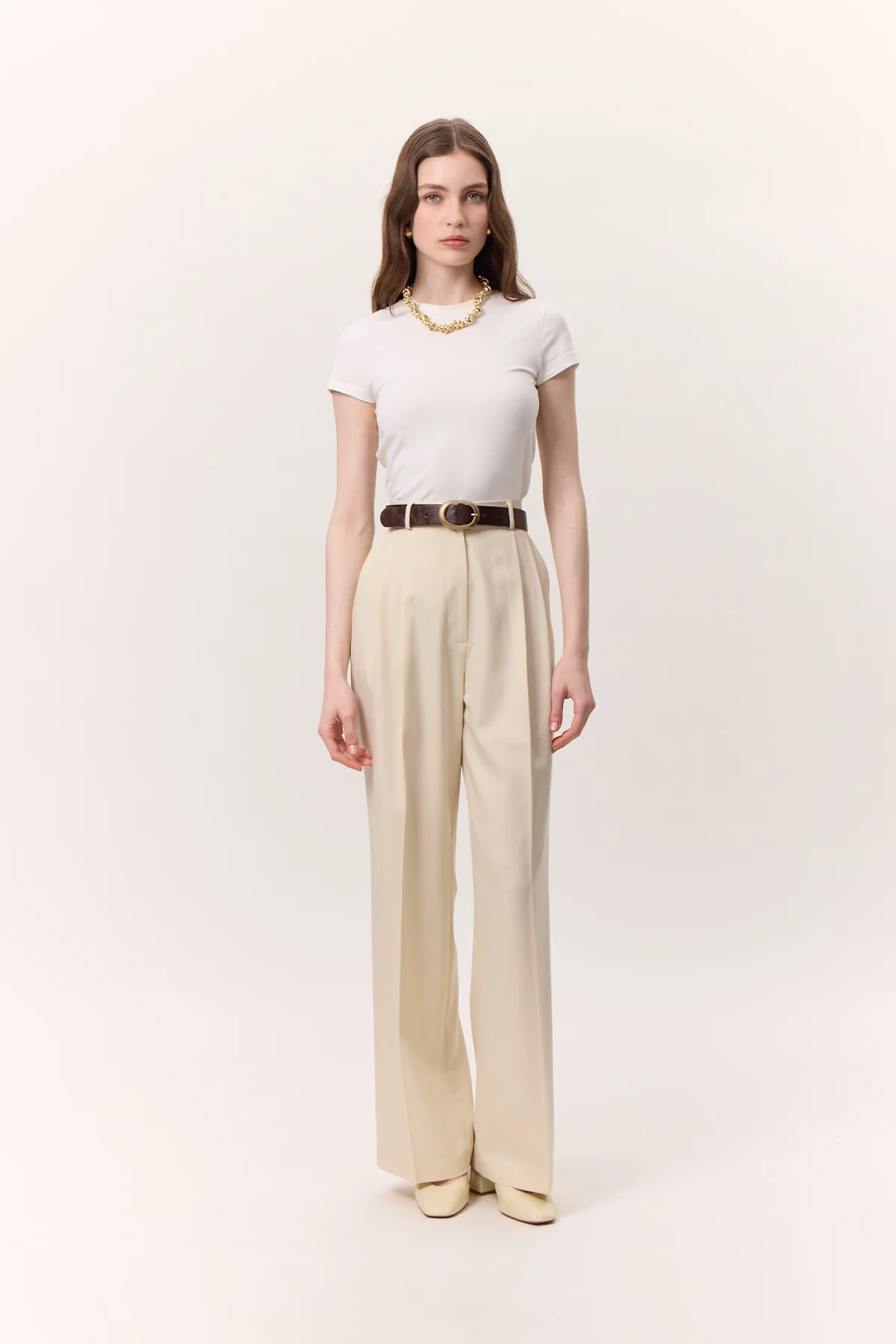 Wide-Leg Palazzo Trousers Vanilla - Image 5