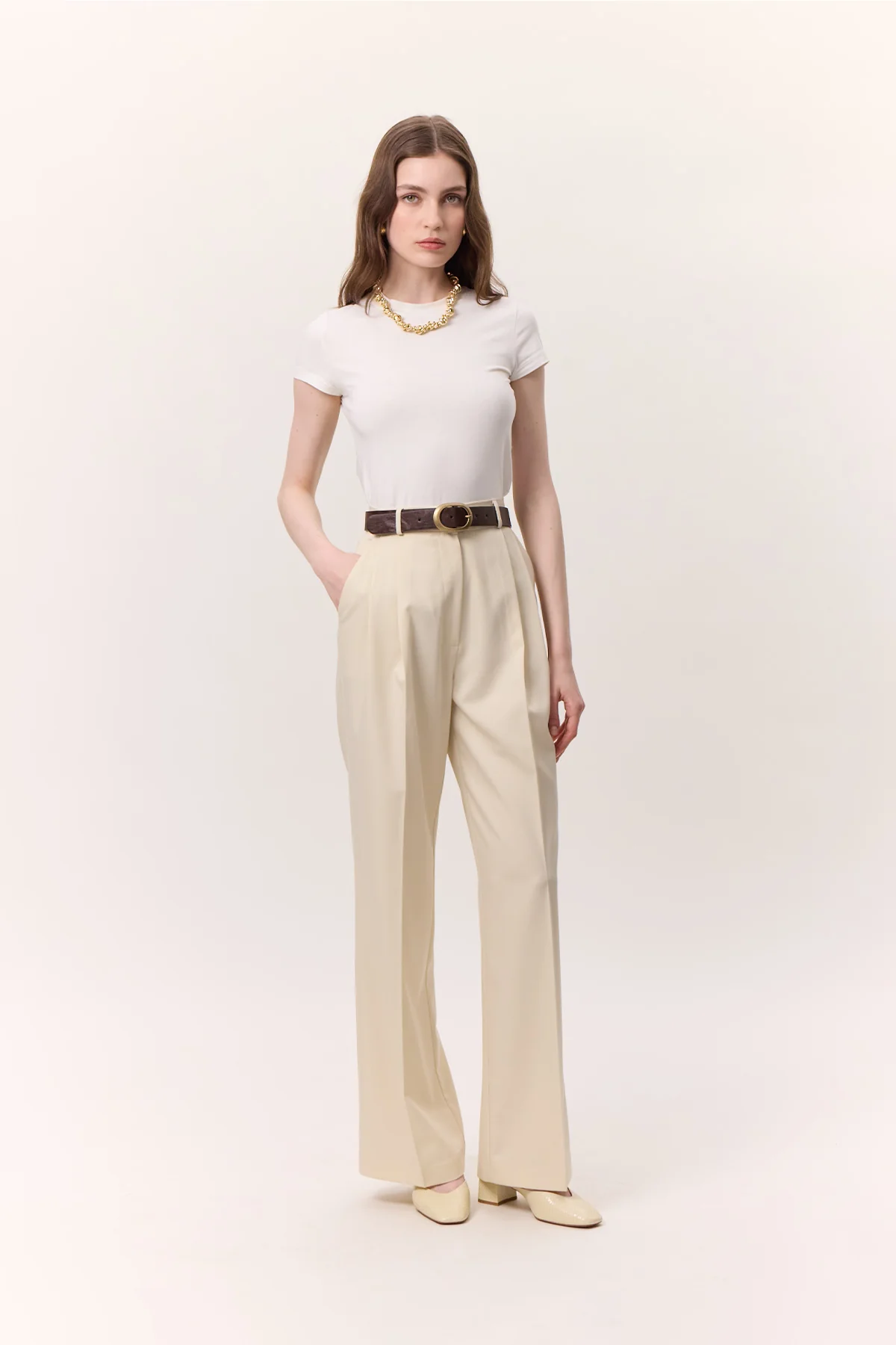 Wide-Leg Palazzo Trousers Vanilla - Image 6