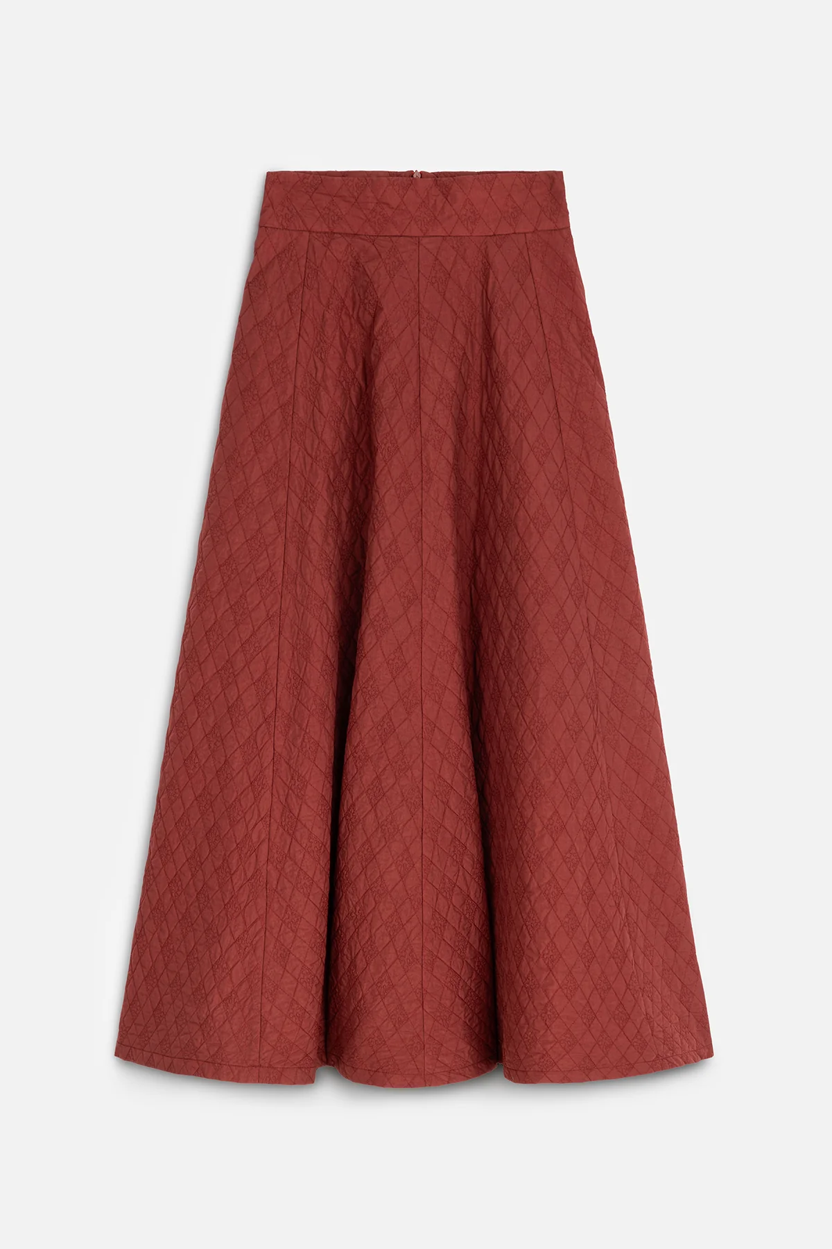 Wide Quilted Skirt Burgundy - Image 2