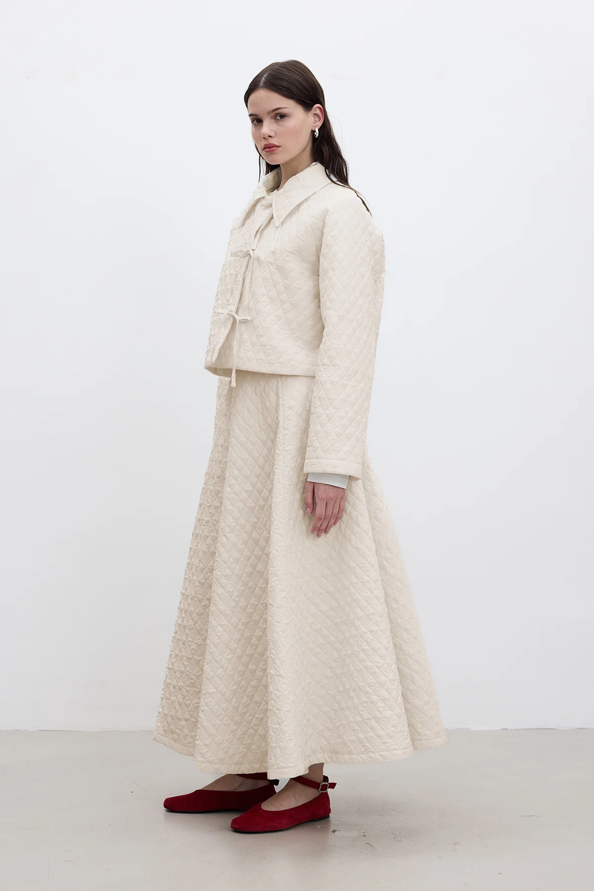Wide Quilted Skirt Vanilla - Image 3
