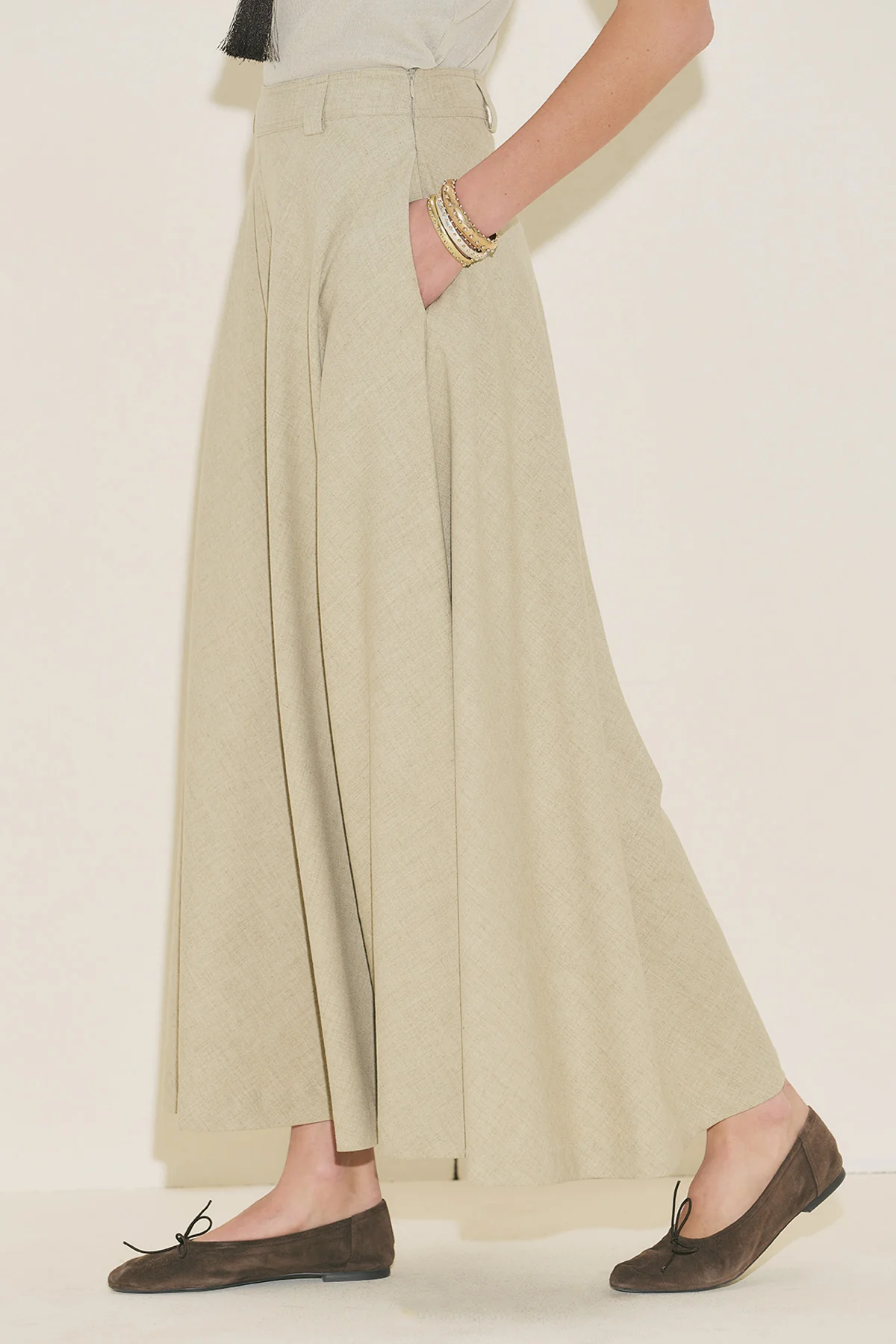 Wide Skirt Effect Trousers Green - Image 2