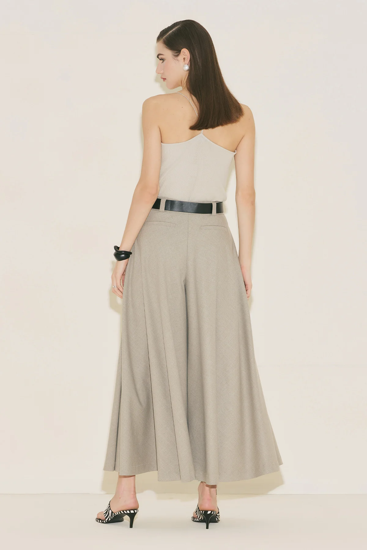 Wide Skirt Effect Trousers Stone - Image 12