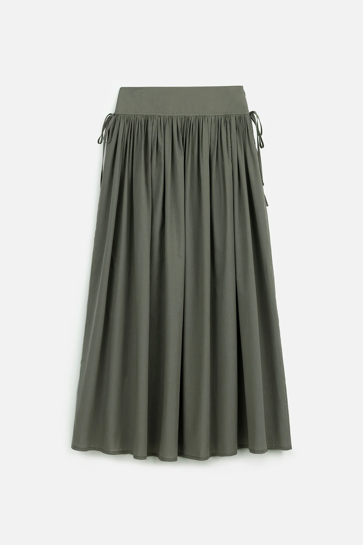 Wide Skirt With Tie Detail Pine Green - Image 2