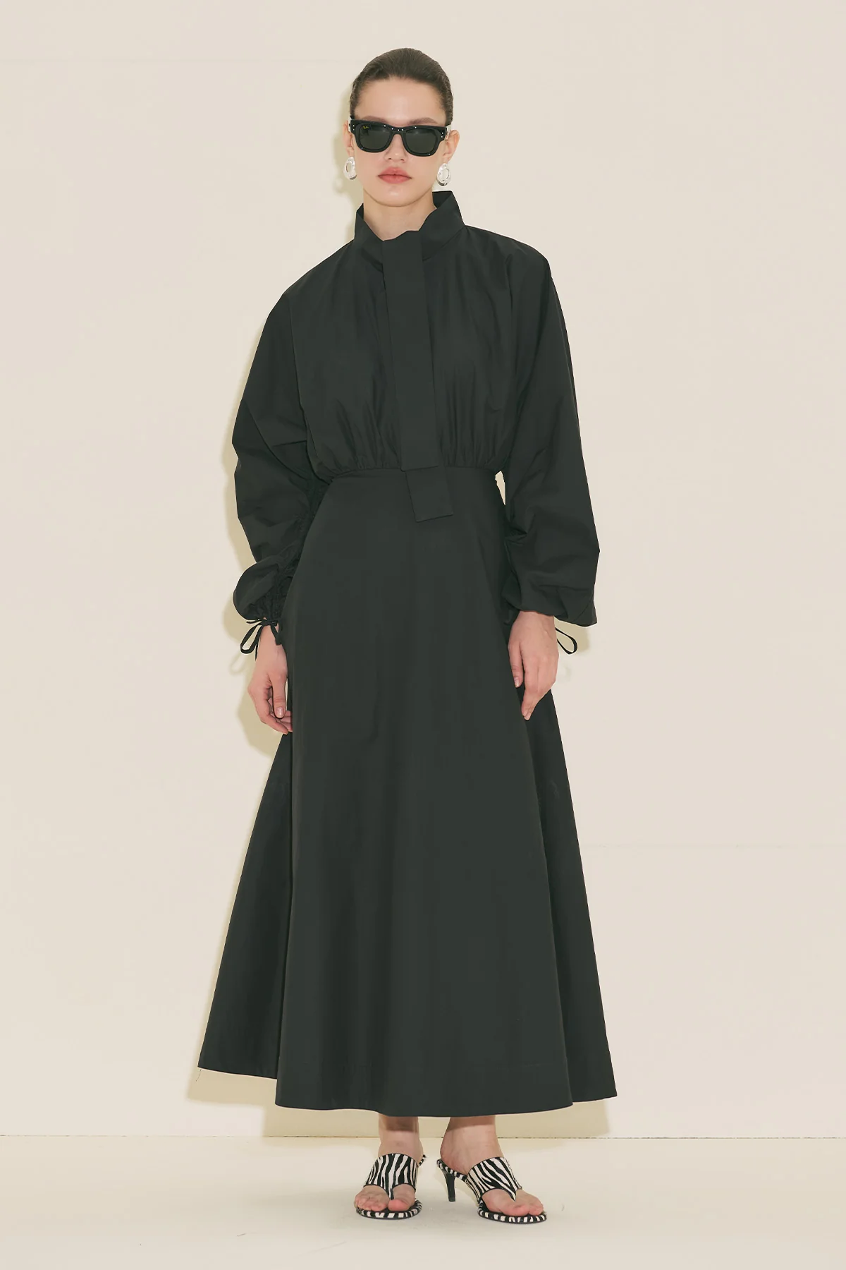 Wide Sleeve Design Dress Black - Image 13