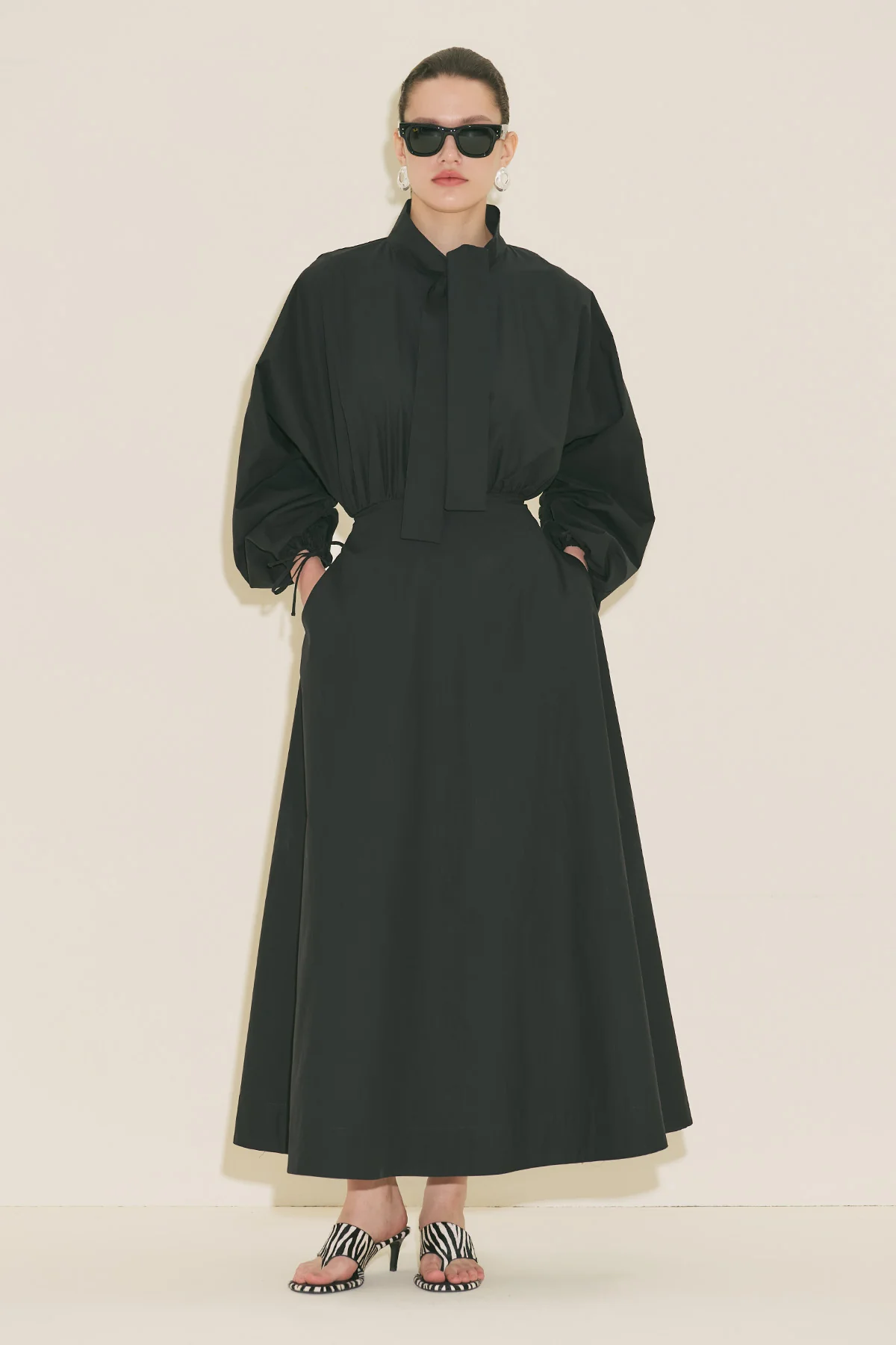 Wide Sleeve Design Dress Black - Image 14