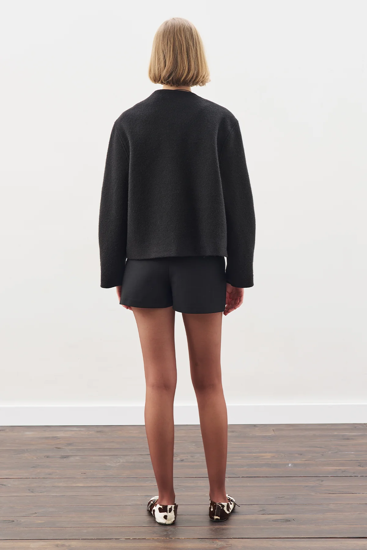 Wool Short Jacket Black - Image 6