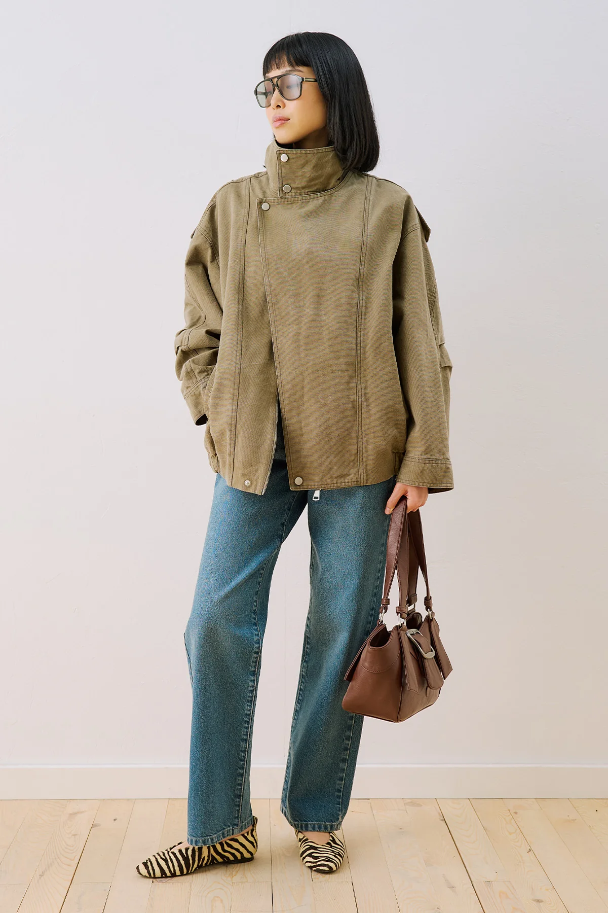 Washed Effect Statement Jacket Dark Green - Image 5