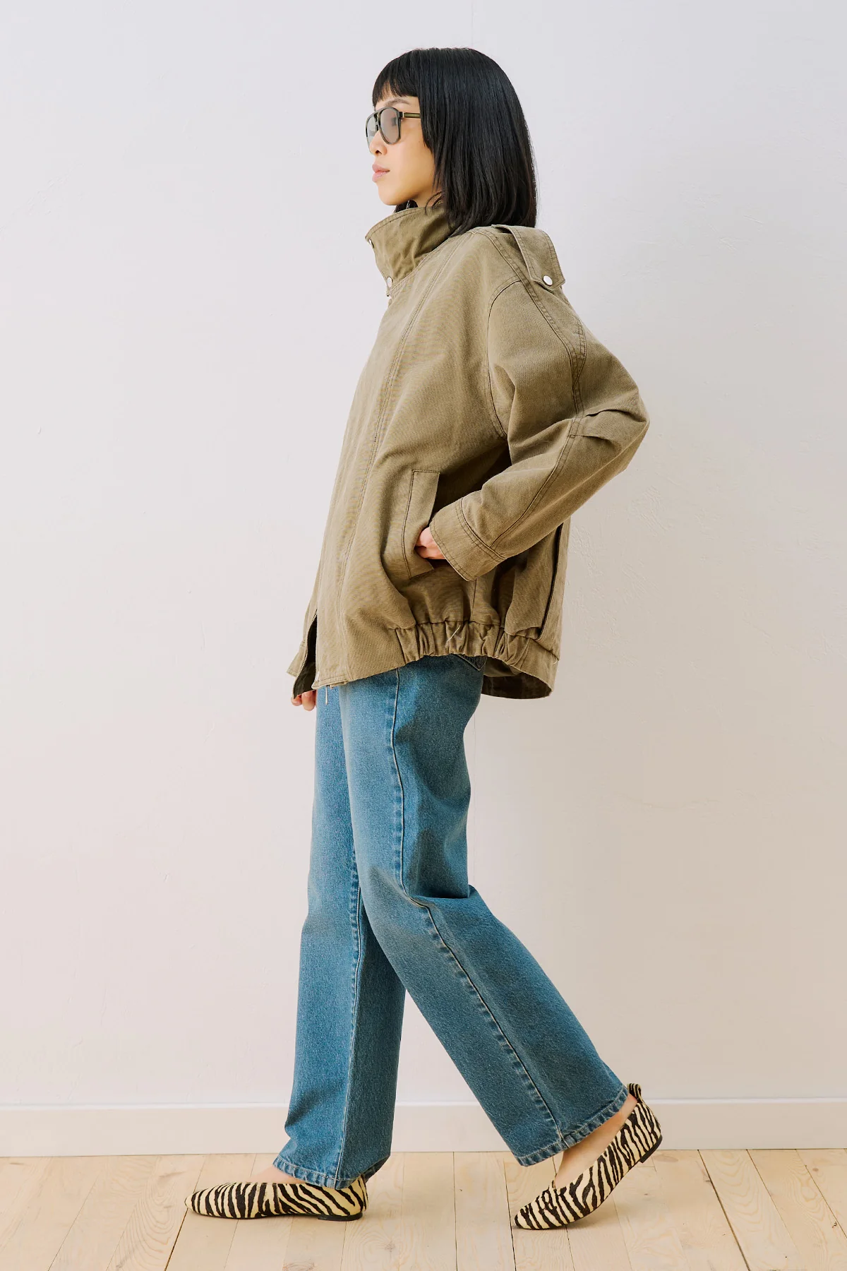Washed Effect Statement Jacket Dark Green - Image 7