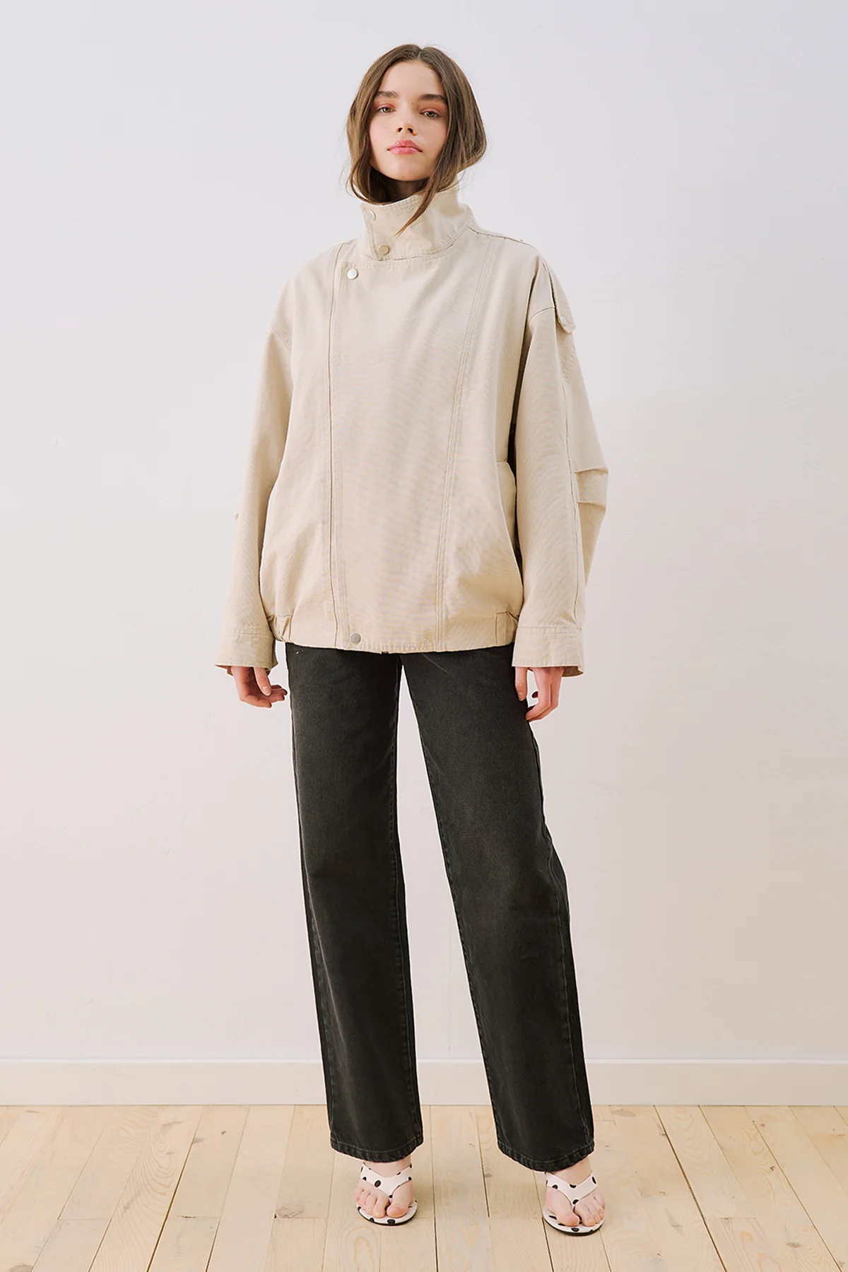 Washed Effect Statement Jacket Cream - Image 3