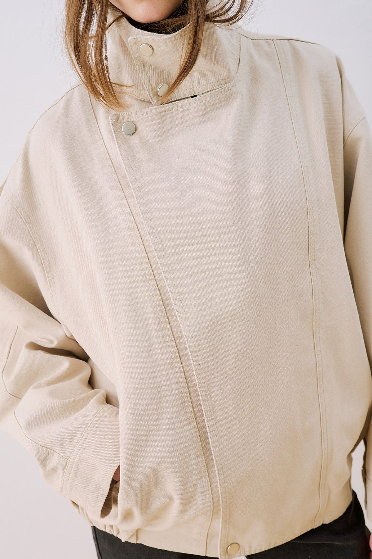 Washed Effect Statement Jacket Cream - Image 7