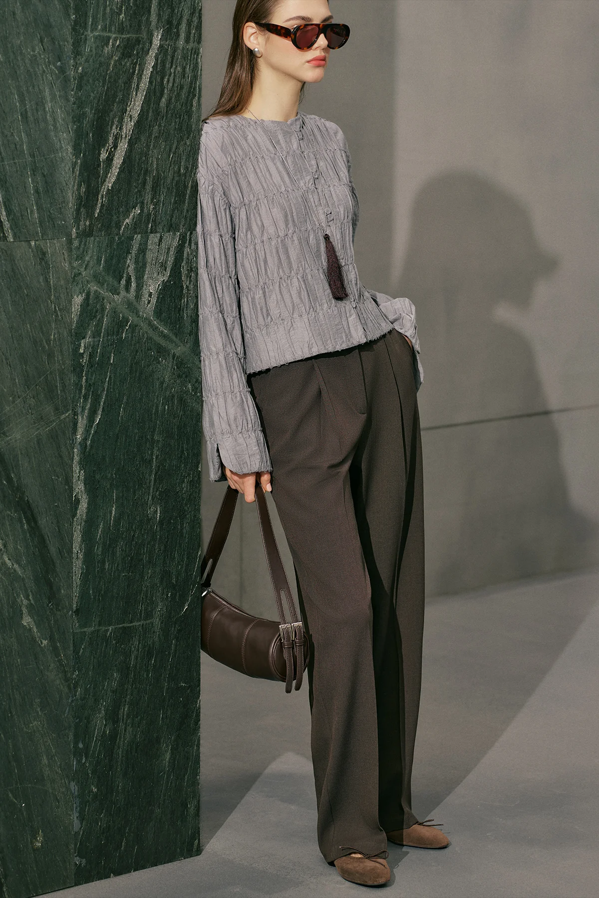 Yui Palazzo Trousers Brown - Image 3