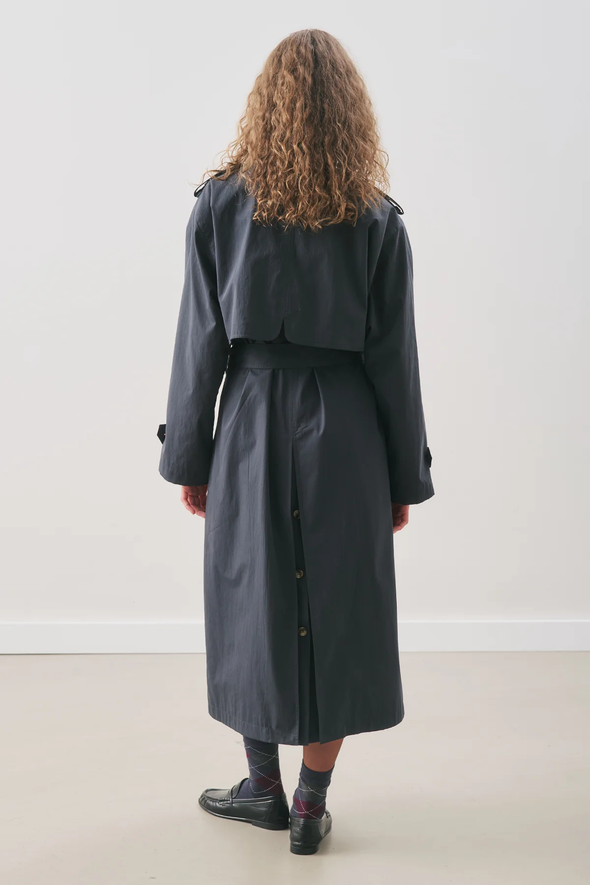 Zurich Oversized Trench Coat Navy Blue - Image 9